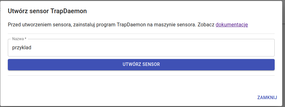 Nowy sensor - dialog